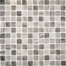 Glasmosaik Nachhaltiger Wandbelag Recycling Holzstruktur graubeige Fliesenspiegel MOS63-324