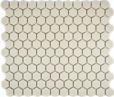 Hexagonale Sechseck Mosaik Fliese Keramik mini weiss hellbeige unglasiert rutschsicher Fliesenspiegel Bodenfliese - MOS11A-1202-R10