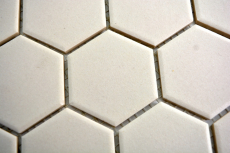 Hexagonale Sechseck Mosaik Fliese Keramik hellbeige unglasiert rutschsicher Bodenfliese Duschtasse Wand - MOS11B-1202-R10