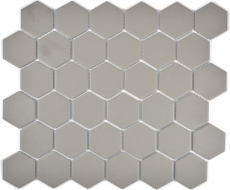 Hexagonale Sechseck Mosaik Fliese Keramik schlammgrau unglasiert tutschsicher Duschtasse Duschboden Badfliese - MOS11B-0202-R10