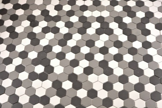 Hexagonale Sechseck Mosaik Fliese Keramik weiß grau schwarz unglasiert rutschsicher Fliesenspiegel Badfliese - MOS11B-0123-R10