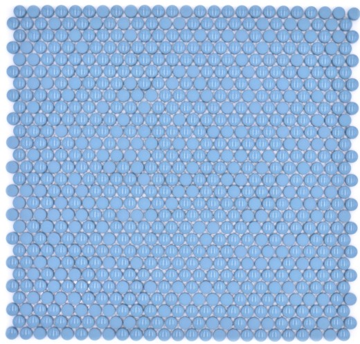 Knopfmosaik Loop Rundmosaik blau glänzend matt Wand Fliesenspiegel Küche Bad MOS140-0411