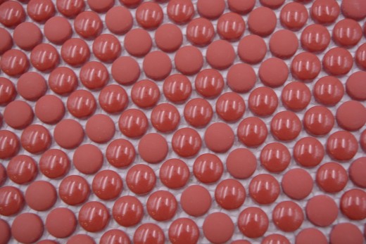 Glasmosaik Knopfmosaik rot glänzend matt Duschboden Duschwand Badewannenverkleidung