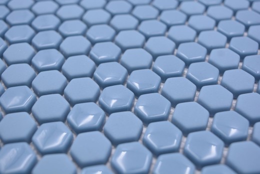 Glasmosaik Hexagonal Sechseckmosaik blau glänzend matt Mosaikfliese Wand Fliesenspiegel Küche Bad