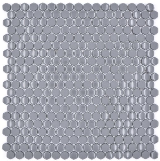 Glasmosaik Hexagonal Sechseckfliesen grau glänzend matt Mosaikfliese Wand Fliesenspiegel Küche Bad