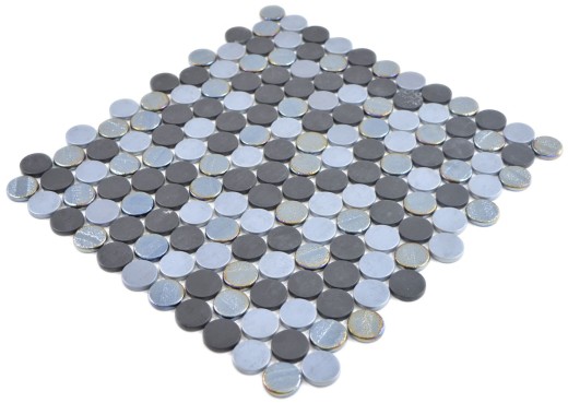 Mosaïque bouton Loop mosaïque ronde bleue anthracite mosaïque murale carrelage cuisine salle de bain MOS129-R05