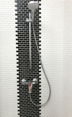 Handmuster Mini Metro Subway Mosaikfliese Keramik schwarz Fliesenspiegel Küche MOS26-0302_m