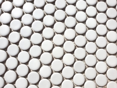 Handmuster Knopfmosaik LOOP Rundmosaik weiß glänzend Wand Küche Dusche BAD MOS10-0102_m