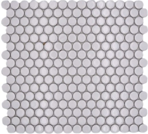 Handmuster Knopfmosaik LOOP Rundmosaik weiß glänzend Wand Küche Dusche BAD MOS10-0102_m