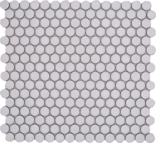Handmuster Knopfmosaik LOOP Rundmosaik weiß matt Wand Küche Dusche BAD MOS10-0111_m