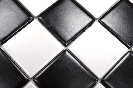 Handmuster Mosaikfliese Keramik weiß schwarz matt Schachbrett Fliesenspiegel MOS16-CD202_m