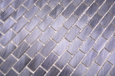 Handmuster Mosaik Fliese Aluminium Brick Aluminium schwarz Fliesenspiegel Küche MOS48-0304_m
