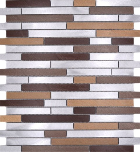 Handmuster Mosaik Fliese Aluminium beige braun Verbund Alu alu kupfer Fliesenspiegel Küche MOS49-A991_m