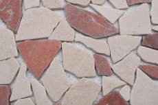 Handmuster Mosaik Fliese Marmor Naturstein rot beige Bruch Ciot Rosso Verona Botticino MOS44-1002_m