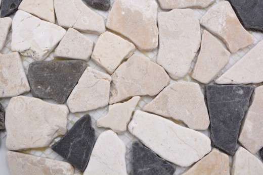 Handmuster Mosaik Fliese Marmor Naturstein beige schwarz Bruch Ciot BianconeJava MOS44-30-110_m