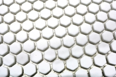 Handmuster Mosaik Fliese ECO Recycling GLAS Hexagon Enamel weiß matt MOS140-HX17W_m