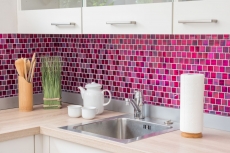 Hand-painted mosaic tile Translucent glass mosaic Crystal structure pink clear frosted MOS68-CF47_m