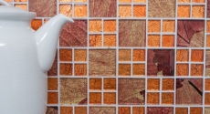 Handmuster Mosaikfliese Transluzent Kombination Glasmosaik Crystal Sunrise orange MOS88-8SRO_m