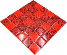 Handmuster Retro Vintage Mosaikfliese Transluzent rot Glasmosaik Crystal Optik rot MOS78B-0902_m