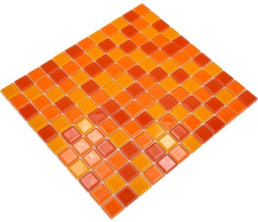 Handmuster Mosaikfliese Transluzent gelb orange rot Glasmosaik Crystal gelb orange rot MOS62-0802_m