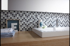 Handmuster Mosaikfliese Transluzent grau Glasmosaik Crystal grau BAD WC Küche WAND MOS62-0204_m