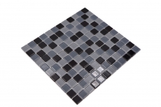 Handmuster Mosaikfliese Transluzent schwarz Glasmosaik Crystal schwarz BAD WC Küche WAND MOS62-0208_m