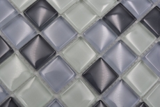 Motif main Carreau de mosaïque Translucide gris Mosaïque de verre Crystal gris SALLE DE BAINS WC CUISINE MUR MOS72-0204_m