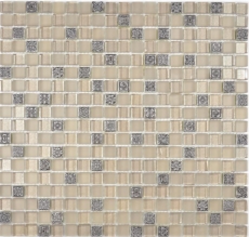 Handmuster Mosaikfliese Transluzent champagner Glasmosaik Crystal Resin champagne champagne matt MOS92-0106_m