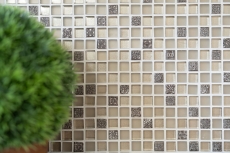 Handmuster Mosaikfliese Transluzent champagner Glasmosaik Crystal Resin champagne champagne matt MOS92-0106_m