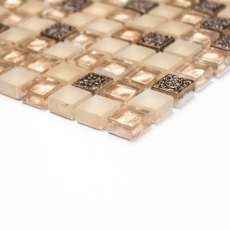 Handmuster Mosaikfliese Transluzent beige Glasmosaik Crystal Resin beige beige matt MOS92-1207_m