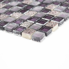 Motif main Carreau de mosaïque translucide lilas Mosaïque de verre Crystal Resin lilas mat BAD WC cuisine MUR MOS92-1107_m