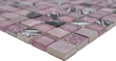 Handmuster Mosaikfliese Fliesenspiegel Transluzent pink Glasmosaik Crystal Resin pink BAD WC Küche WAND MOS82-1104_m