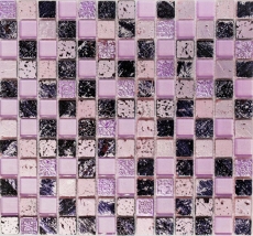 Handmuster Mosaikfliese Fliesenspiegel Transluzent pink Glasmosaik Crystal Resin pink BAD WC Küche WAND MOS82-1104_m