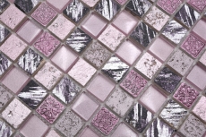 Handmuster Mosaikfliese Fliesenspiegel Transluzent pink Glasmosaik Crystal Resin pink BAD WC Küche WAND MOS82-1104_m