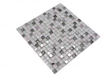 Hand sample mosaic tile translucent stainless steel white glass mosaic Crystal steel white glass MOS92-0107_m