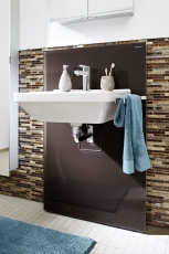 Handmuster Mosaikfliese Fliesenspiegel Transluzent beige braun Verbund Glasmosaik Crystal Marmor beige braun MOS86-1302_m