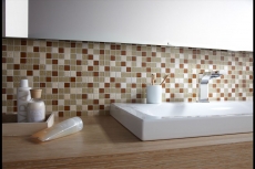 Handmuster Mosaikfliese Fliesenspiegel Transluzent beige Glasmosaik Crystal Stein beige MOS62-1204-GN_m