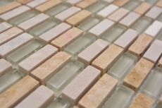 Hand-patterned mosaic tile Tile backsplash Translucent beige rods Glass mosaic Crystal stone beige MOS87-1412_m