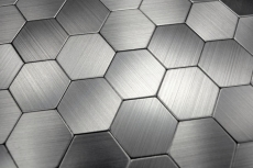 Handmuster Mosaikfliese Fliesenspiegel selbstklebend Aluminium silber metall Hexagon metall MOS200-22MHX_m