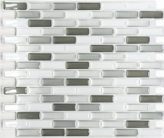 Handmuster Mosaikfliese Fliesenspiegel selbstklebend Vinyl Folie Vinyl silber weiß Vinyl Grey silber oblong 4er Pack MOSVinyl-24086_m