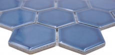 Handmuster Keramik Mosaik Hexagon blaugrün glänzend Mosaikfliese Wand Fliesenspiegel Küche Bad MOS11H-0504_m