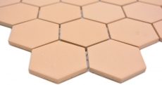 Handmuster Keramik Mosaik Hexagon ockerorange R10B Duschtasse Bodenfliese Mosaikfliese  Küche Bad Boden MOS11H-0808-R10_m