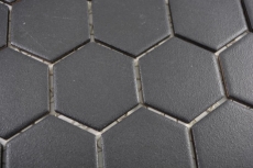 Handmuster Keramik Mosaik Hexagon schwarz R10B Duschtasse Bodenfliese Mosaikfliese  Küche Bad Boden MOS11H-0303-R10_m