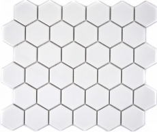 Mosaikfliesen Keramik Hexagon weiß glänzend Küchenrückwand Spritzschutz MOS11B-0102_f | 10 Mosaikmatten