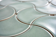 Mosaik Fliese Keramik Fächer petrol glänzend Welle Wandfliesen Badfliese MOS13-FSW18_f | 10 Mosaikmatten