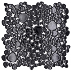 Kieselmosaik Pebbles Keramik schwarz Spots Duschtasse Fliesenspiegel MOS12-0302_f | 10 Mosaikmatten