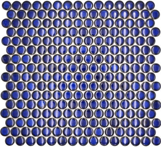 Knopfmosaik LOOP Rundmosaik dunkelblau kobalt Wand Küche Dusche BAD MOS10-0405_f | 10 Mosaikmatten