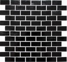 Mosaik Fliese Keramik Brick schwarz glänzend Küchenrückwand Spritzschutz MOS24-4BG_f