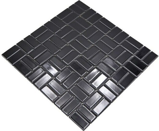 Piastrella a mosaico in ceramica mulino a vento nero lucido piastrella WC bagno MOS24-CWM8BG_f