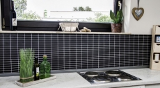 Mosaik Fliese Keramik Stäbchen schwarz matt Mosaikwand Küchenrückwand MOS24-0311_f